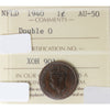 1940 Double 0 Newfoundland 1-cent ICCS Certified AU50