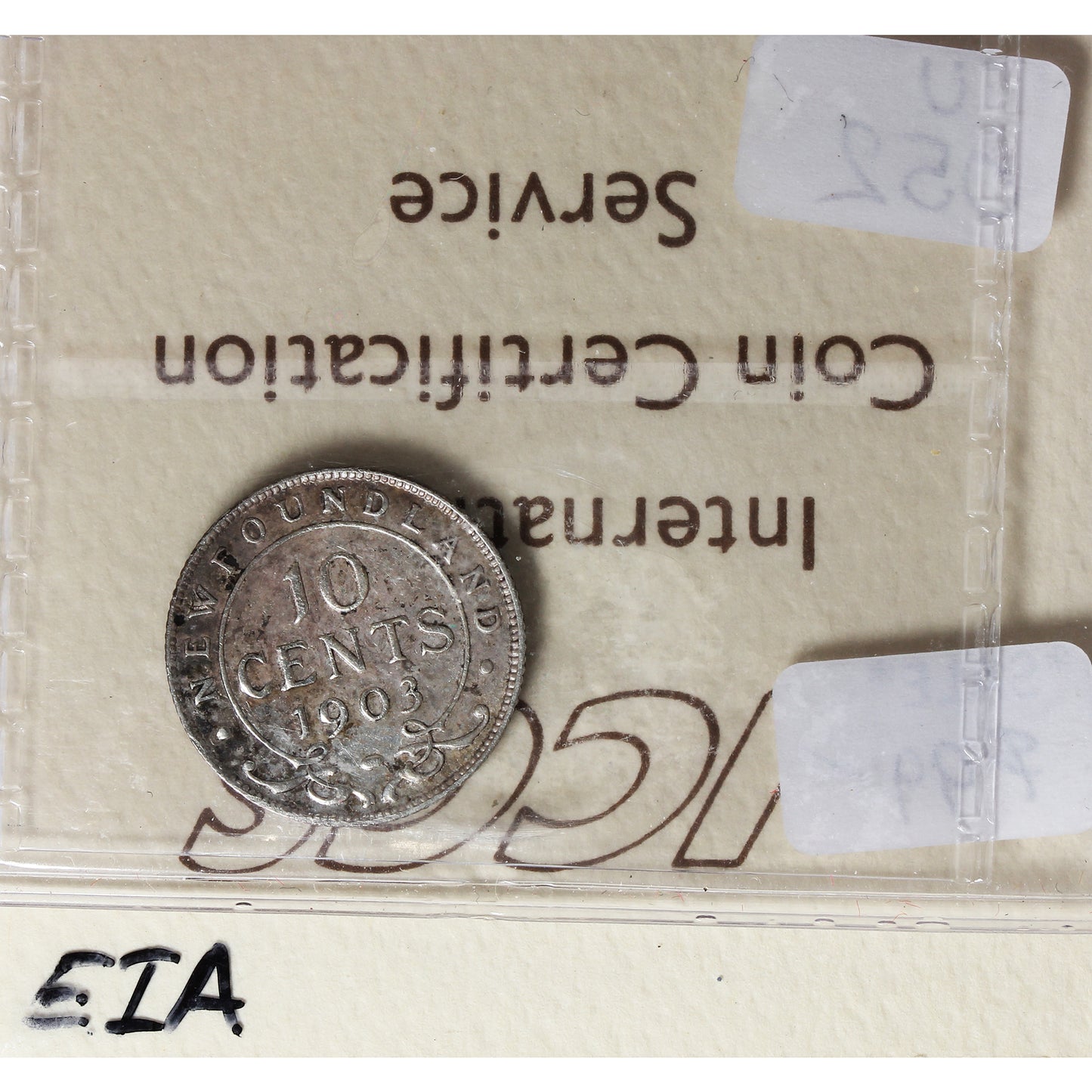 1903 Newfoundland 10-cents ICCS Certified VF30 Toned