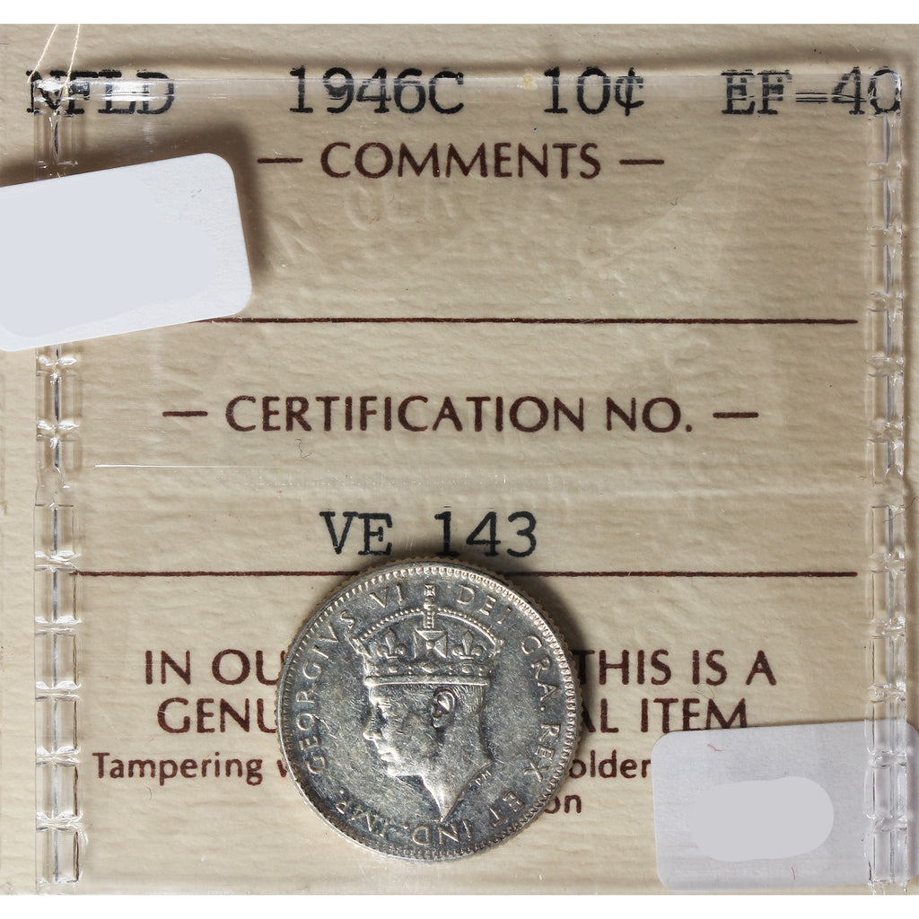 1946C Newfoundland 10-cents ICCS Certified EF40