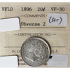 1896 Obv. 2 Newfoundland 20-cents ICCS Certified VF30 Scratched