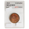 1912 Canada 1-cent ACG Cert MS63 Red