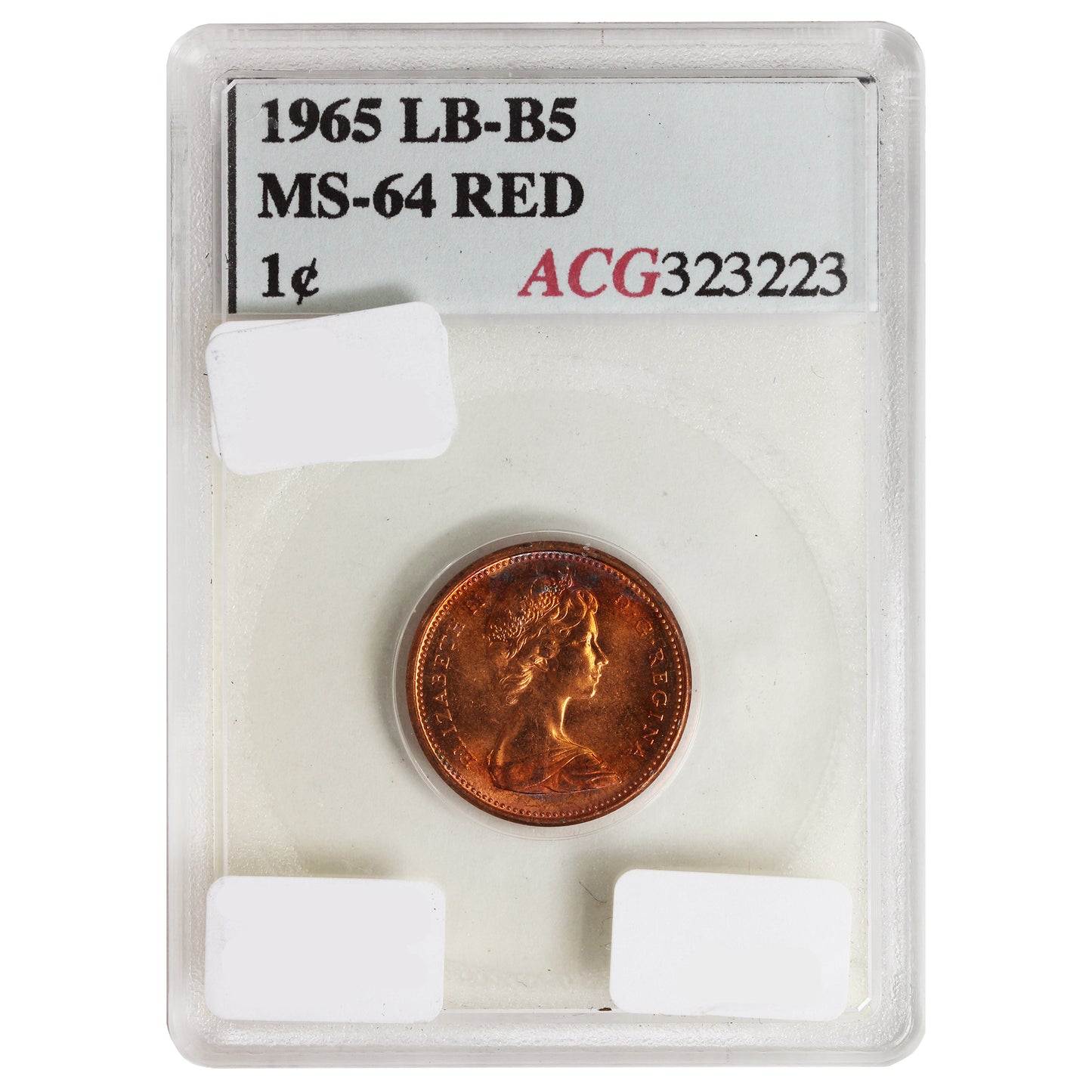 1965 LB-B5 Canada 1-cent ACG Certified MS64 Red