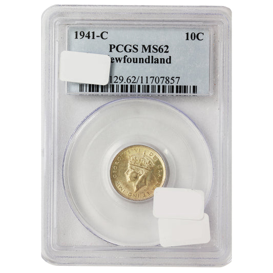 1941C Newfoundland 10-cents PCGS Certified MS62