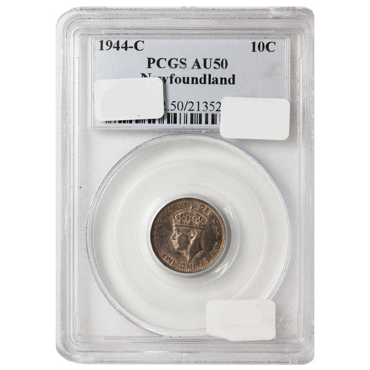 1944C Newfoundland 10-cents PCGS Certified AU50