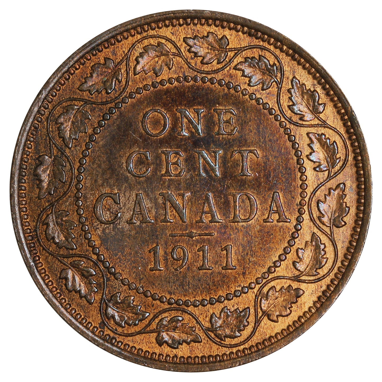 1911 Canada 1-cent Brilliant Uncirculated (MS63) R&B Spots