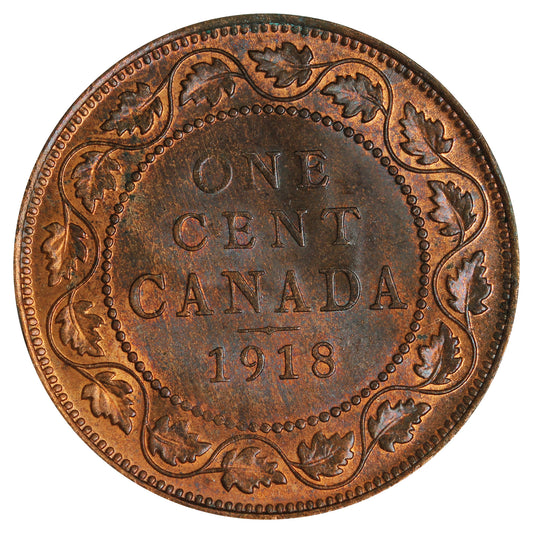1918 Canada 1-cent UNC+ (MS62) Heavy Corrosion