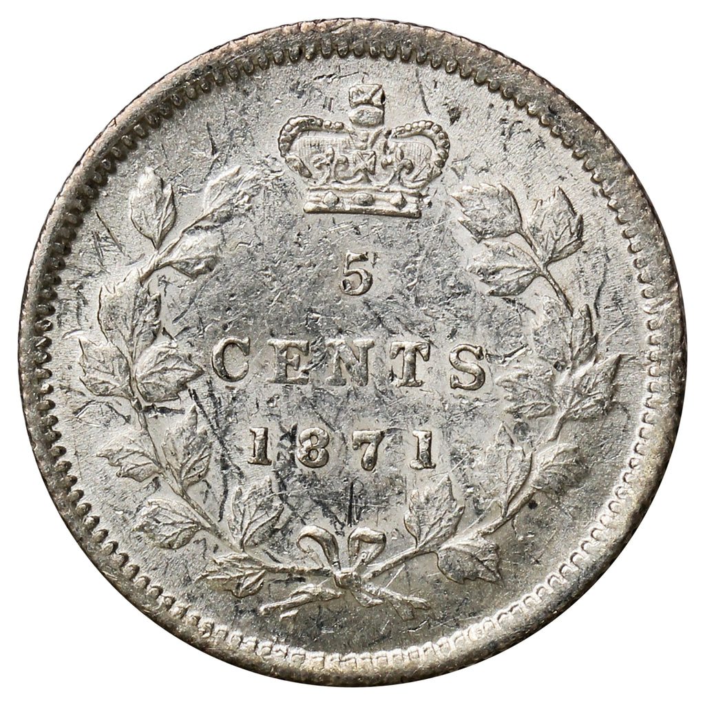 1871 Canada 5-cents AU-UNC (AU55) Marks