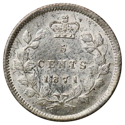 1871 Canada 5-cents AU-UNC (AU55) Marks