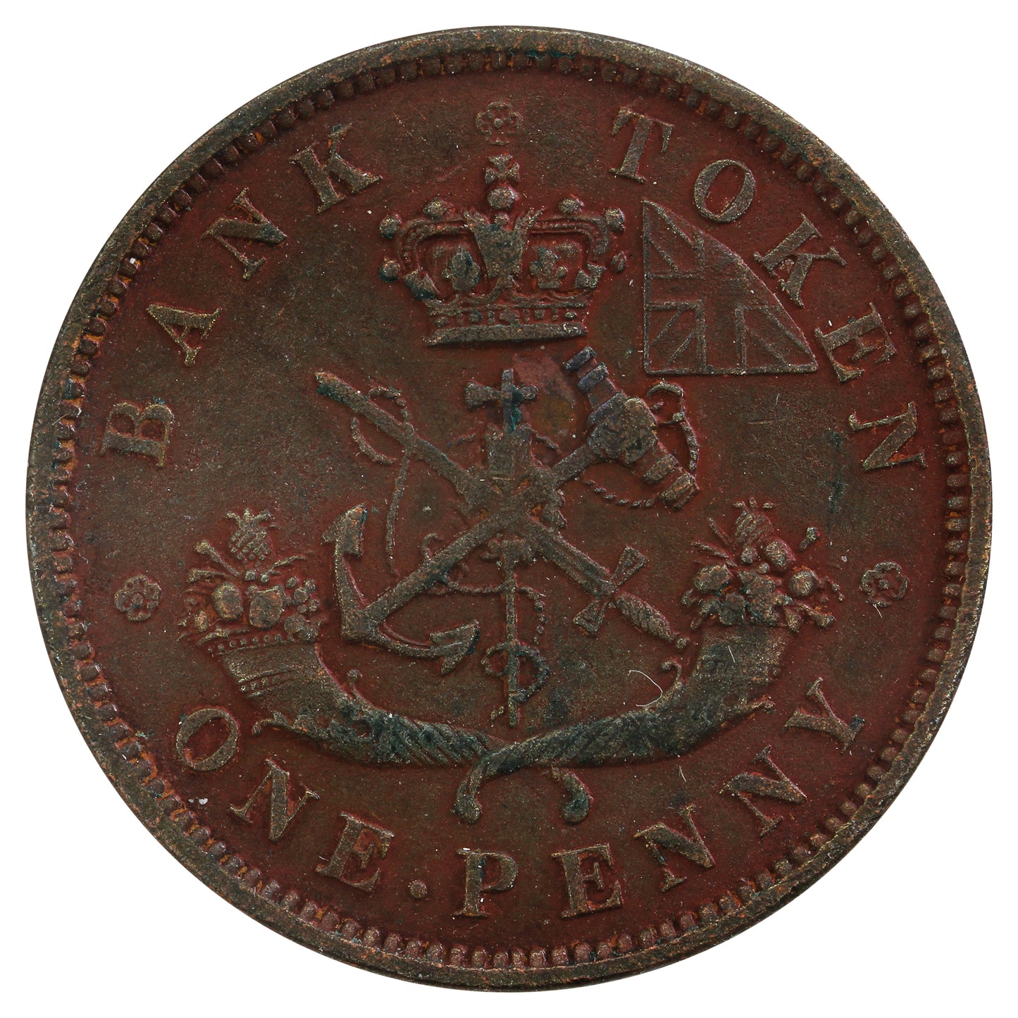 PC-6A1 1850 Province of Canada, Bank of Upper Canada Penny Token VF-EF (VF30) Corrosion