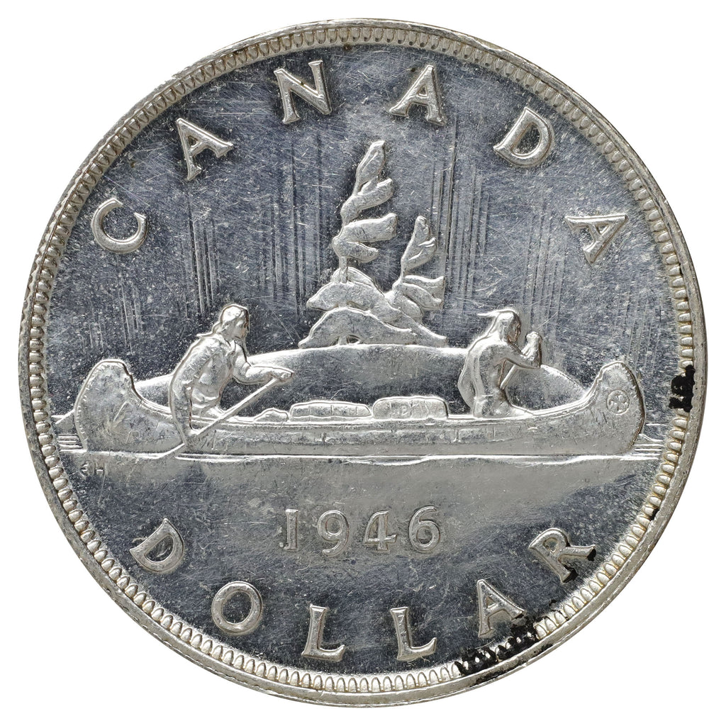 1946 Canada Dollar Uncirculated (MS60) Scratched, marks, or impaired