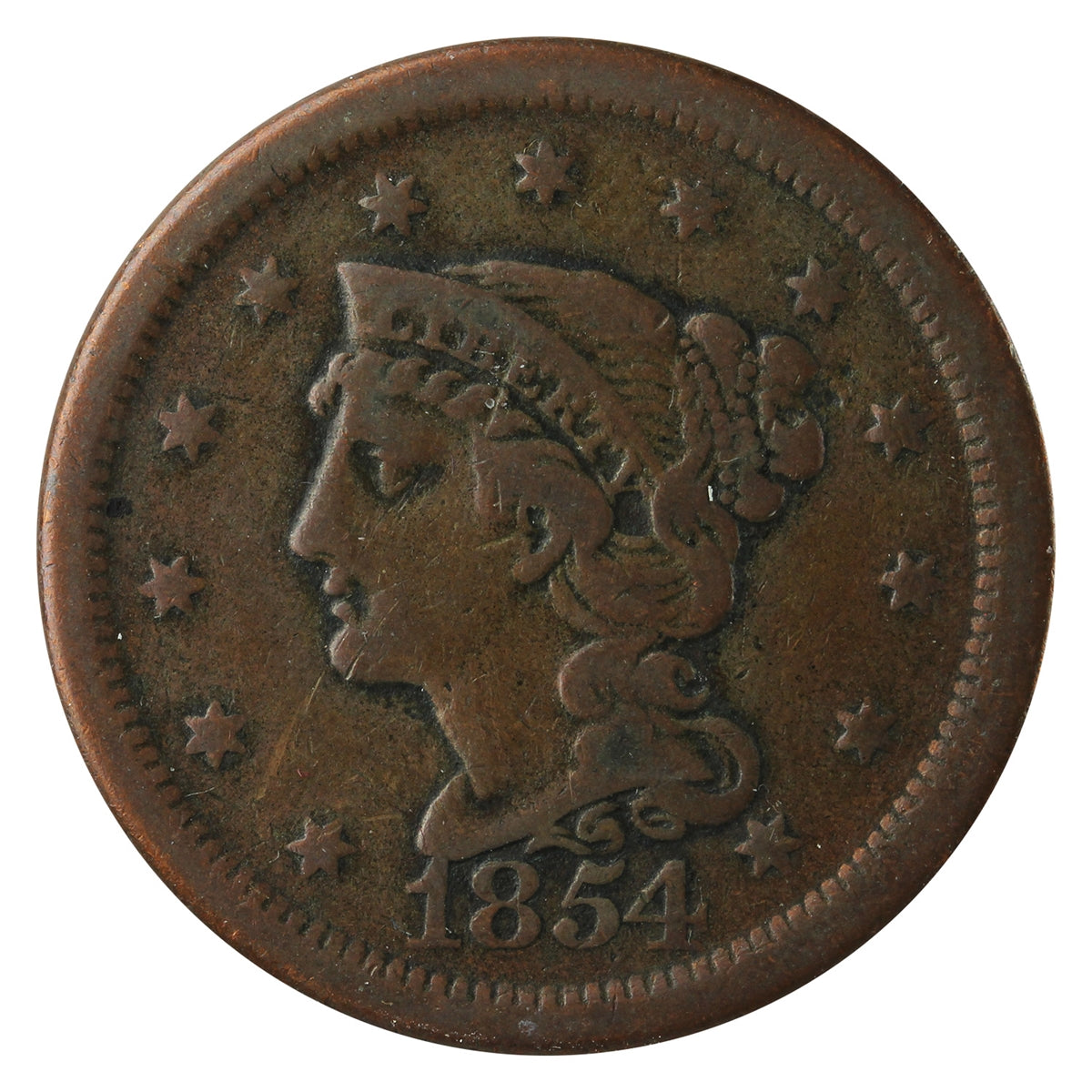 1854 USA Cent F-VF (F15)