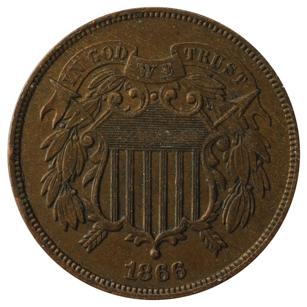 1866 USA 2 Cents Extra Fine (EF40)