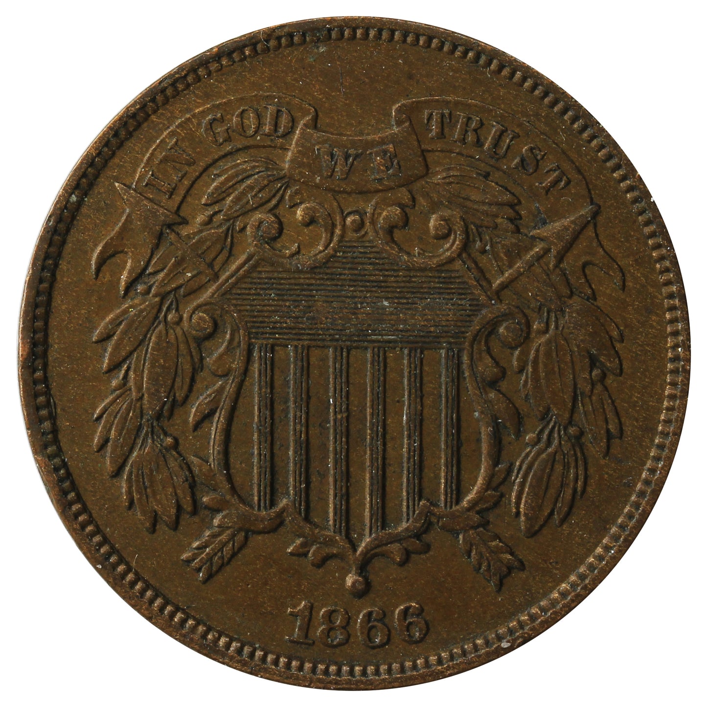 1866 USA 2 Cents Extra Fine (EF40)