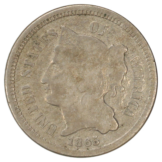 1865 Nickel USA 3 Cents Very Good (VG8)