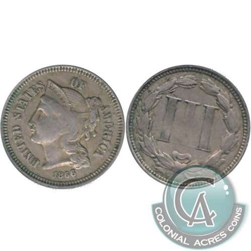 1866 Nickel USA 3 Cents F-VF (F-15)