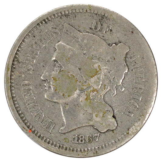 1867 Nickel USA 3 Cents Very Good (VG8)