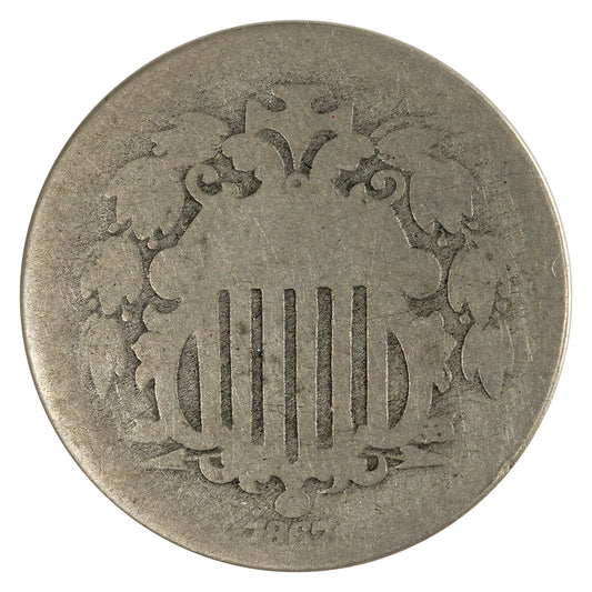 1867 No Rays USA Nickel About Good (AG-3)
