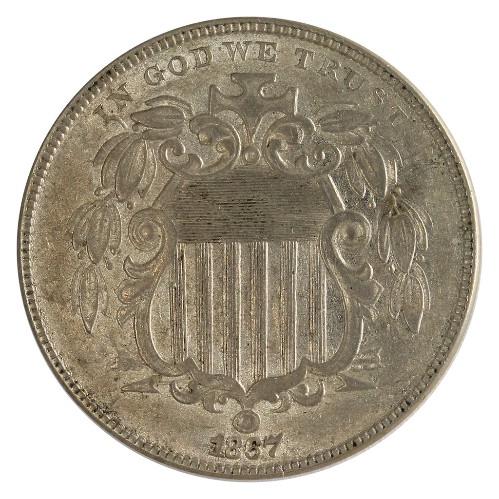 1867 No Rays USA Nickel Almost Uncirculated (AU50) $