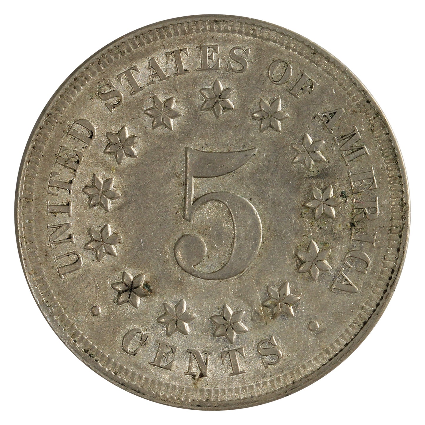 1867 No Rays USA Nickel Almost Uncirculated (AU50) $