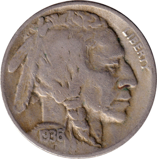 1936 D USA Nickel F-VF (F15)