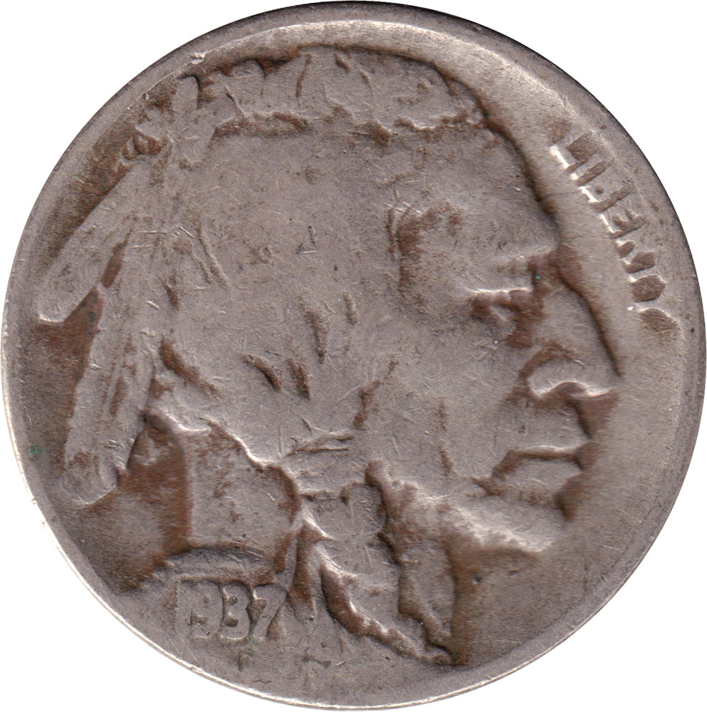 1937 D USA Nickel Fine (F12)
