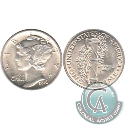 1916 Mercury USA Dime AU-UNC (AU55)