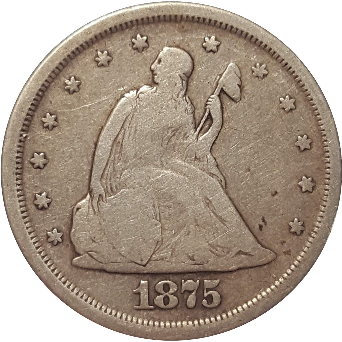 1875 S USA 20 Cents VG-F (VG10) $