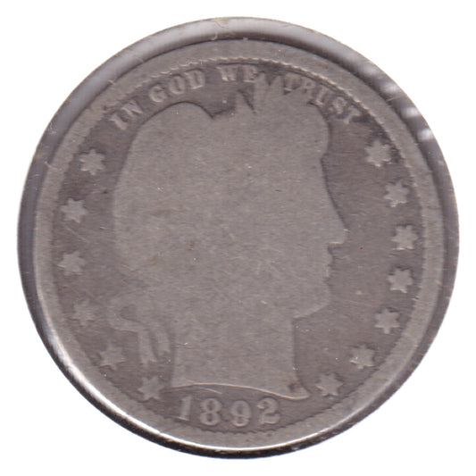 1892 USA Quarter About Good (AG-3)