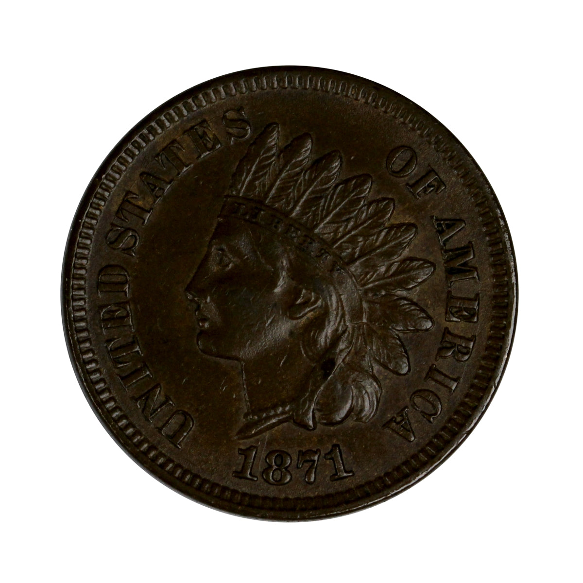 1871 USA Cent EF-AU (EF45) $