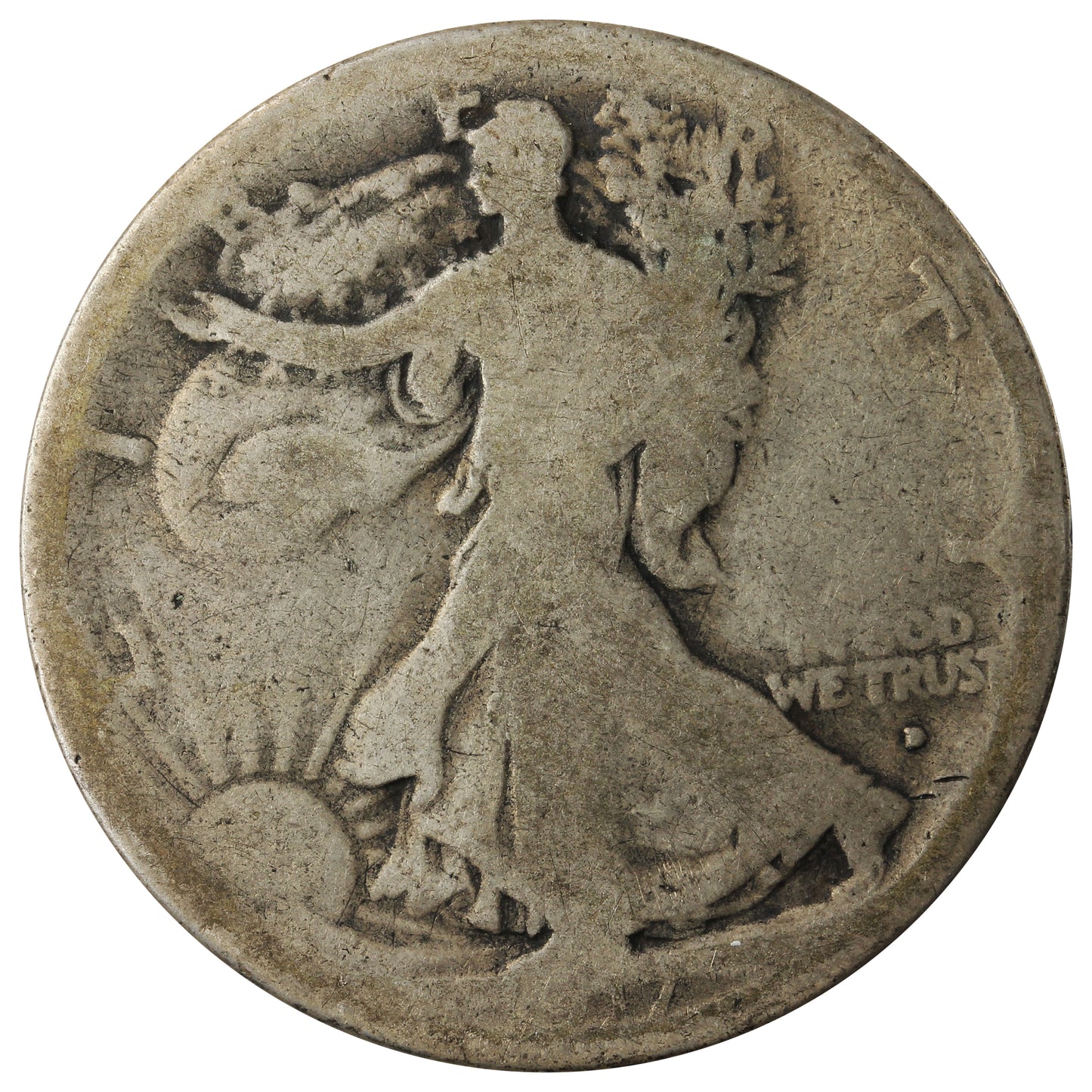 1917 D Obverse Mintmark USA Half Dollar About Good (AG3)