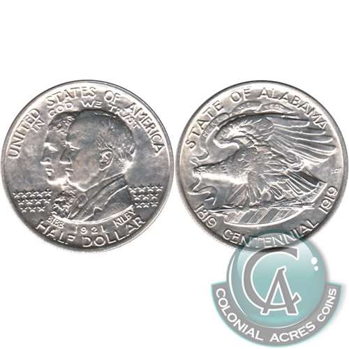 1921 Alabama Centennial No 2x2 USA Half Dollar AU-UNC (AU55) $