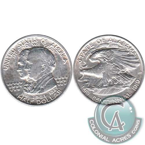1921 Alabama Centennial No 2x2 USA Half Dollar EF-AU (EF45) $