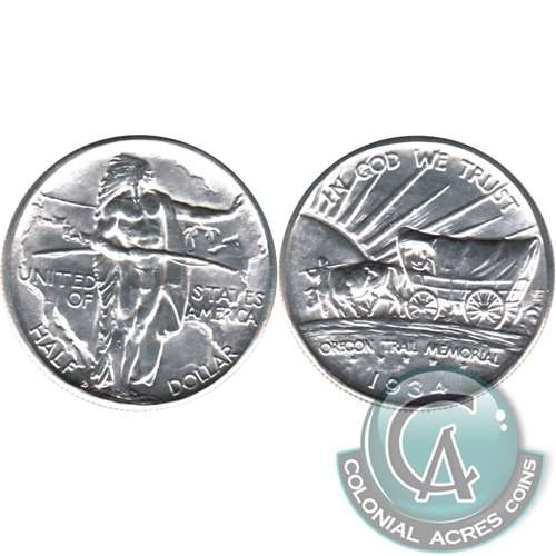 1934 D Oregon Trail Memorial USA Half Dollar Choice BU (MS64) $