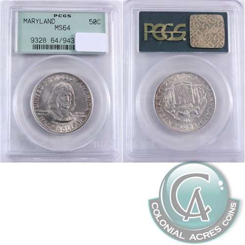 1934 Maryland USA Half Dollar PCGS Certified MS64 $