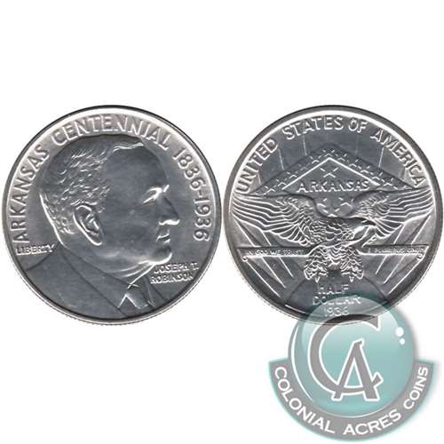 1936 Arkansas Centennial Robinson USA Half Dollar Brilliant UNC. (MS63) $
