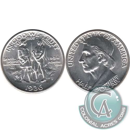 1936 D Daniel Boone Bicentennial US Half Dollar Brilliant UNC. (MS63) $