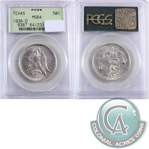 1936 D Texas USA Half Dollar PCGS Certified MS64 $