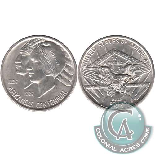1936 S Arkansas Centennial USA Half Dollar Brilliant UNC. (MS63) $