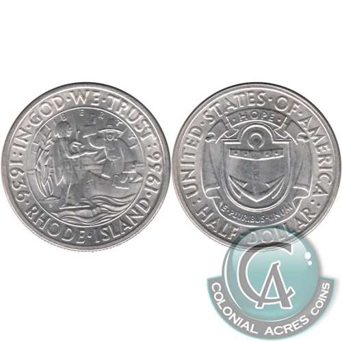 1936 S Rhode Island Tercentenary USA Half Dollar Brilliant UNC. (MS63) $