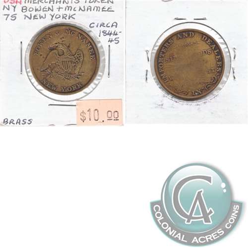 Ca. 1844-45 USA Token Bowen &amp; McNamee New York