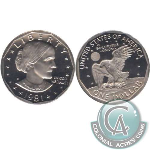 1981 S Clear S Susan B. Anthony USA Dollar Proof $