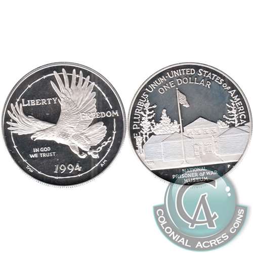1994 P US POW Museum USA Dollar Silver Proof - Light Scratches