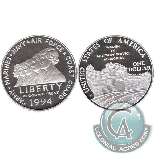 1994 P Women In Military Service Memorial USA Dollar Silver Proof