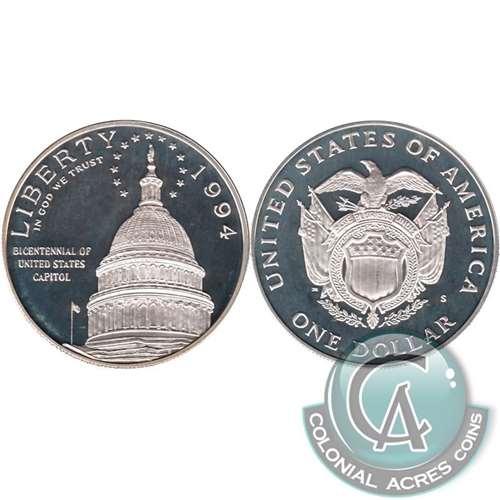 1994 S U.S. Capitol Bicentennial USA Dollar Silver Proof