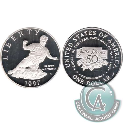 1997 S Jackie Robinson USA Dollar Silver Proof $