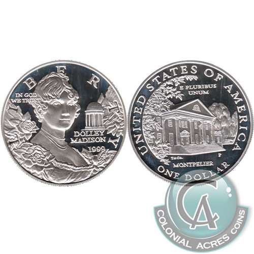 1999 P Dolley Madison USA Dollar Silver Proof