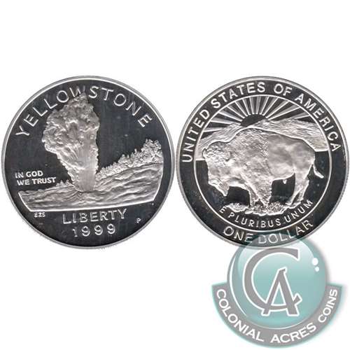 1999 P Yellowstone USA Dollar Silver Proof $