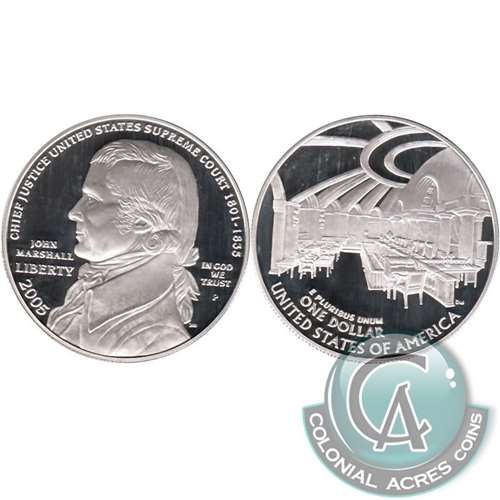 2005 P Chief Justice John Marshall USA Dollar Silver Proof