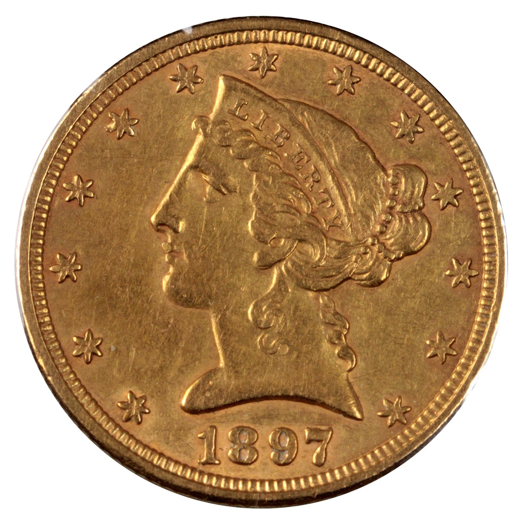 1897 USA $5 Gold Half Eagle EF-AU (EF45) $