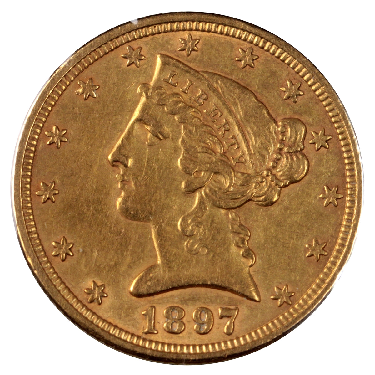 1897 USA $5 Gold Half Eagle EF-AU (EF45) $